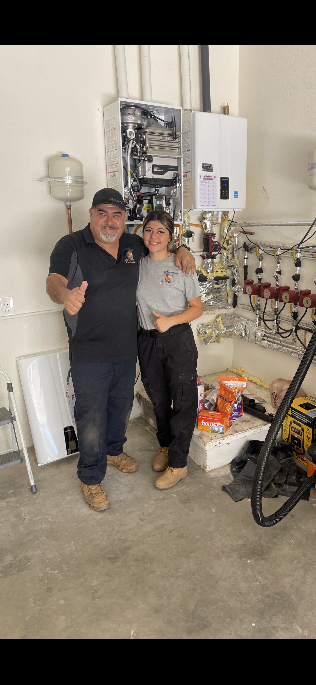 All tankless water heater and plumbing